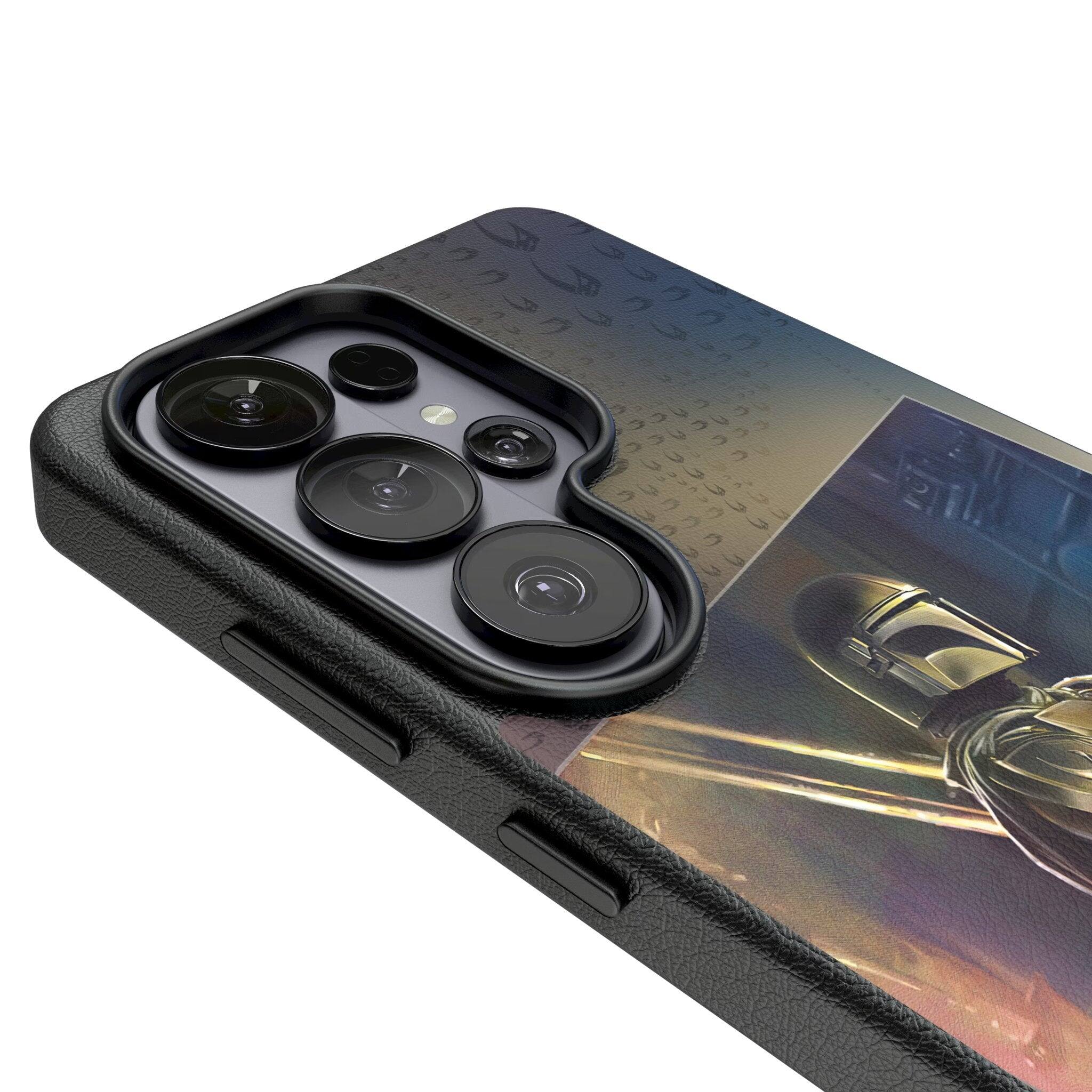 Left. Keyscaper - Star Wars: The Mandalorian Portrait MagSafe Compatible Phone Case - Samsung Galaxy S26 - Din Djarin.