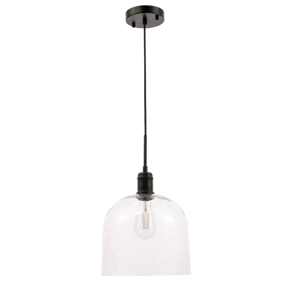 Alt View 4. Living District - Gabe 1 light Black and Clear seeded glass pendant - Black And Clear Seeded Glass.