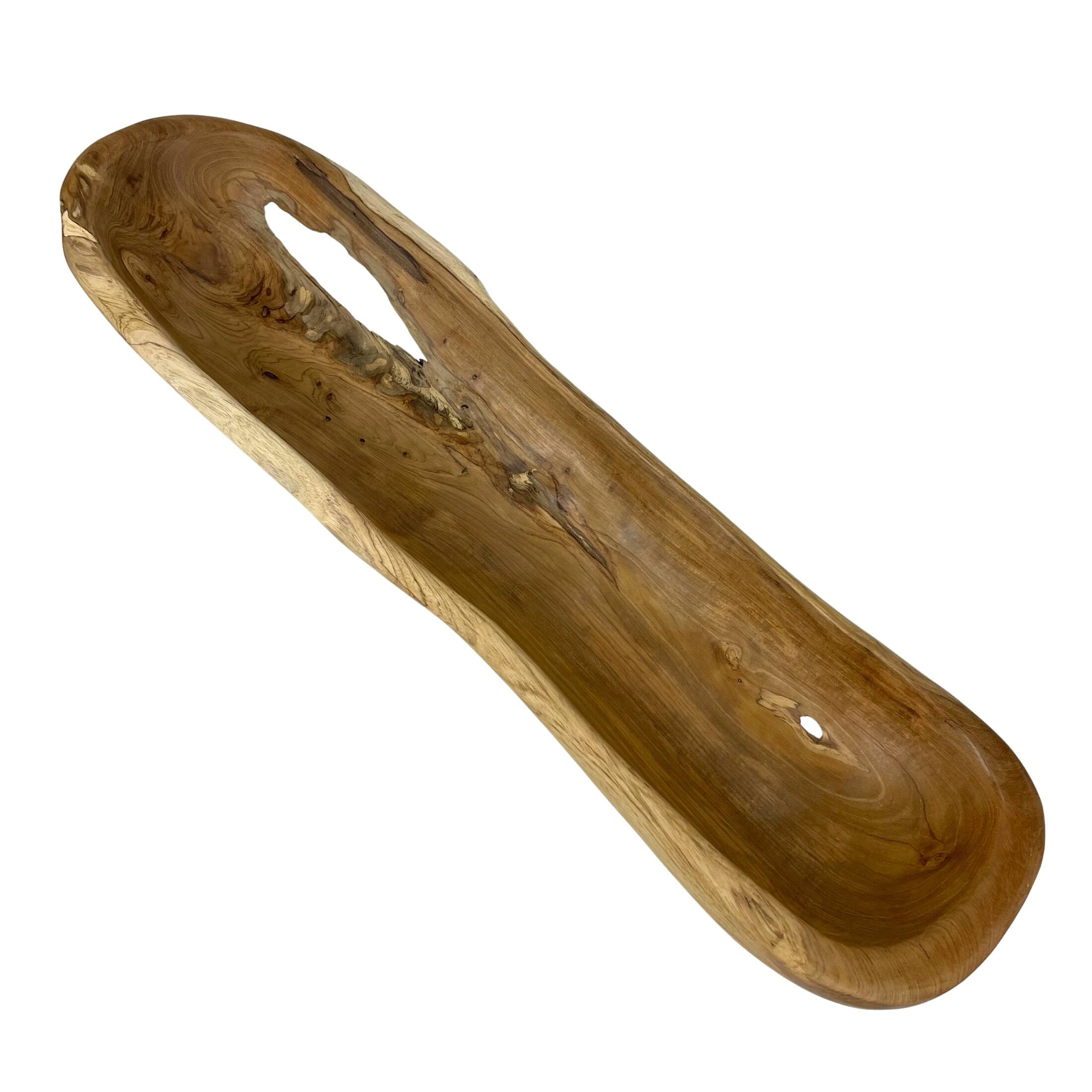 Alt View 2. Things2Die4 - Hand-Carved Wooden Bowl, 23"x6.5"x3.5", Light Brown Stained, Handmade Craft - Brown.