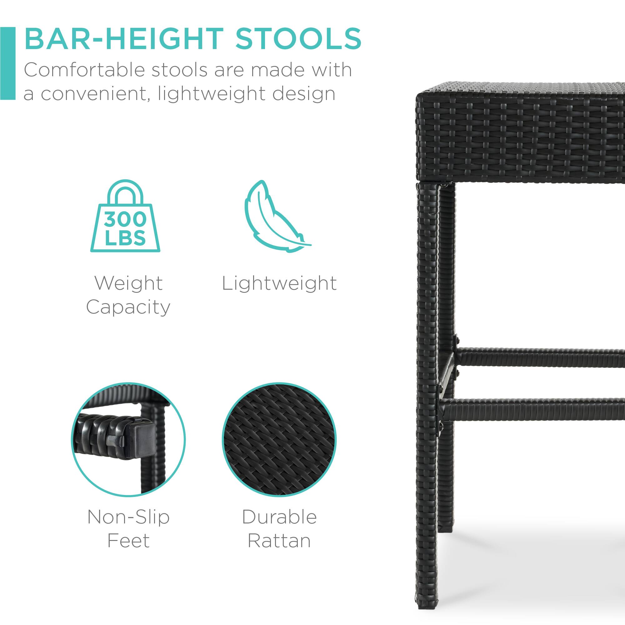 BAR-HEIGHT STOOLS  
Comfortable stools are made with a convenient, lightweight design  

- 300 LBS Weight Capacity  
- Lightweight  
- Non-Slip Feet  
- Durable Rattan