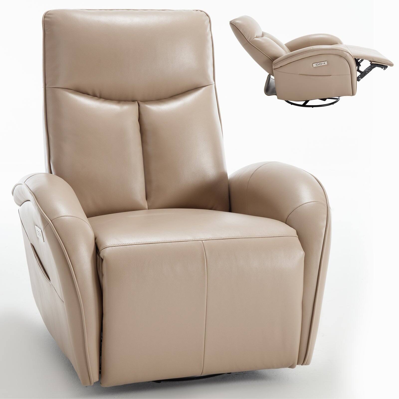 Alt View 8. Boyel Living - Power Recliner Chair with Lumbar Support Max Swivel Degree 270° Heavy Duty Motion Mechanism with USB and Type-C Ports - Brown.