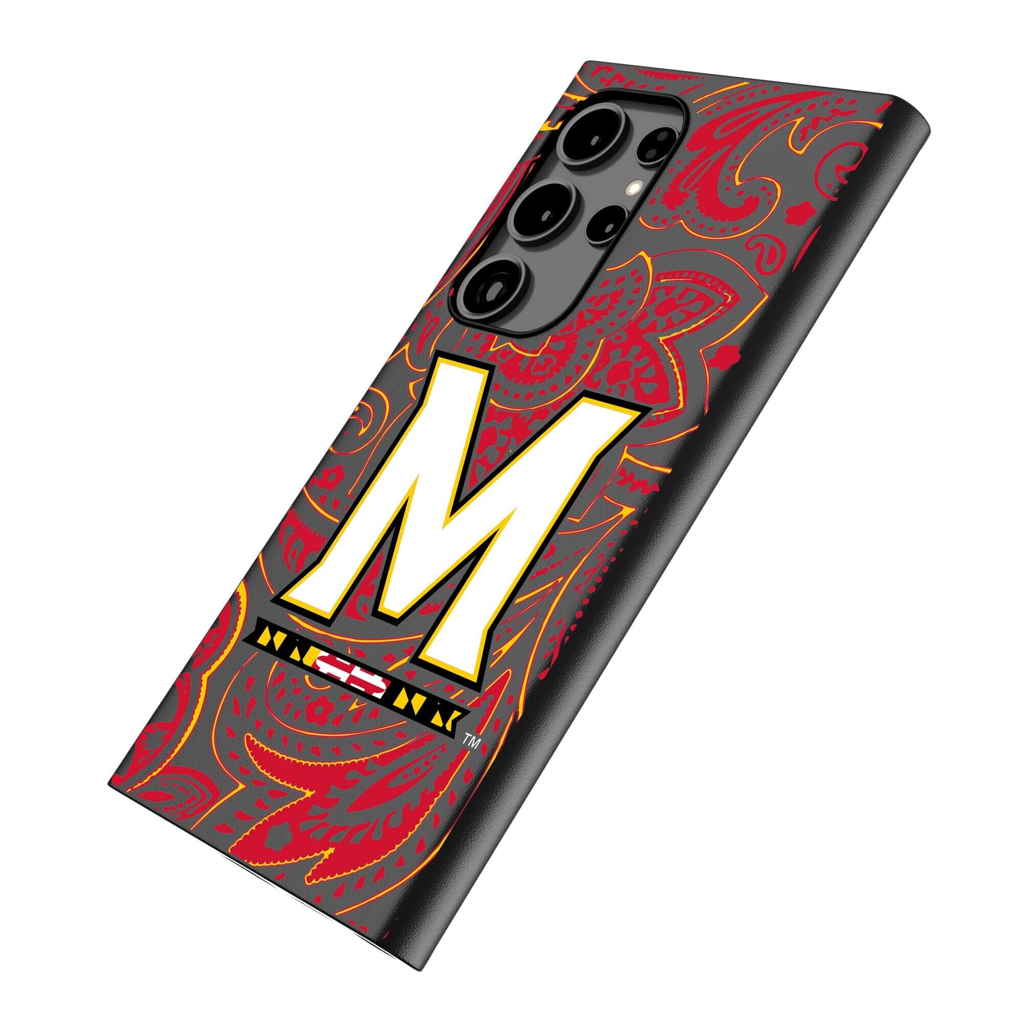 Alt View 1. Keyscaper - Maryland Terrapins Paisley Galaxy Magnetic Bump Case - S25 - Black.