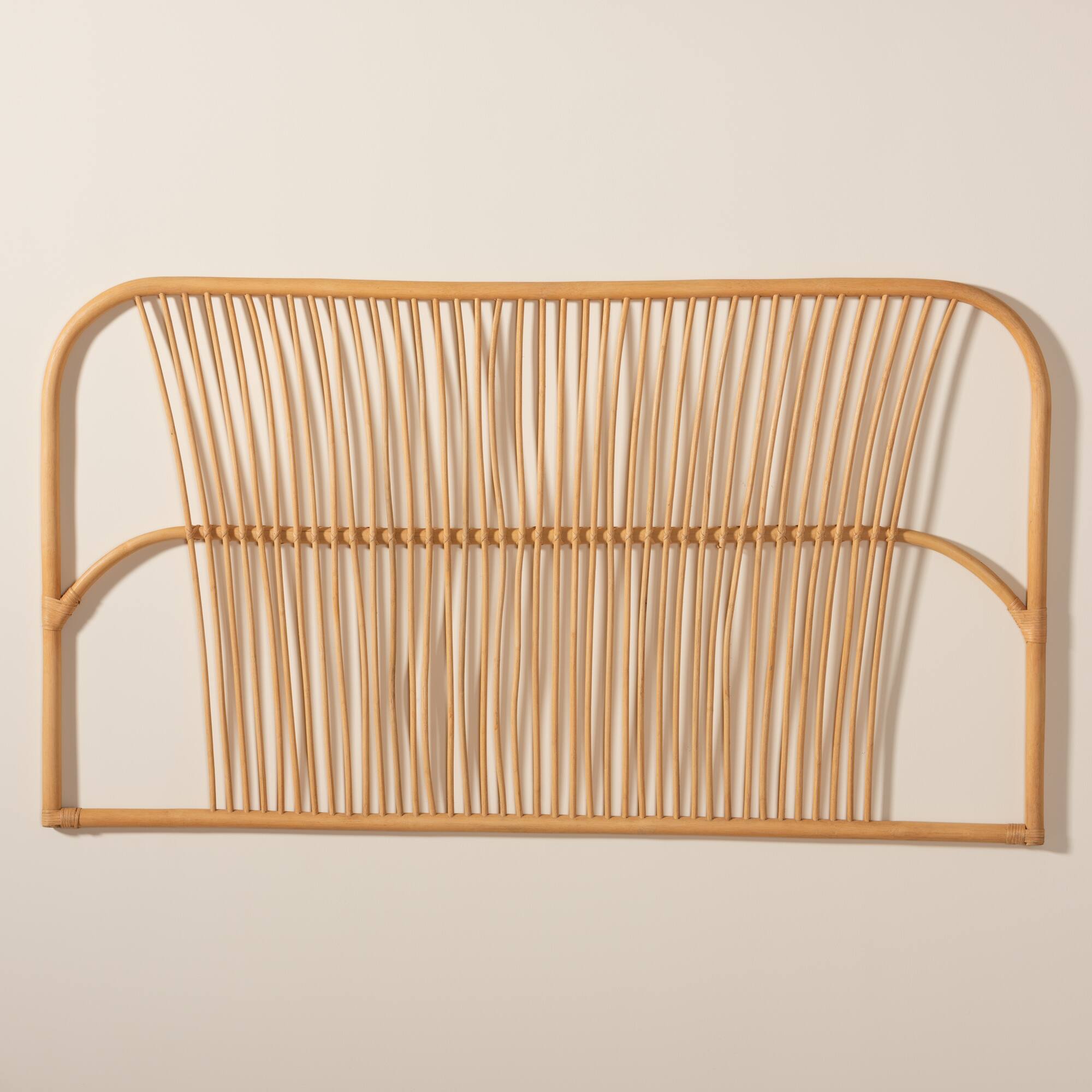 Alt View 2. bali & pari - Laina Modern Bohemian Rattan Queen Size Wall-mount Headboard - Natural Brown.