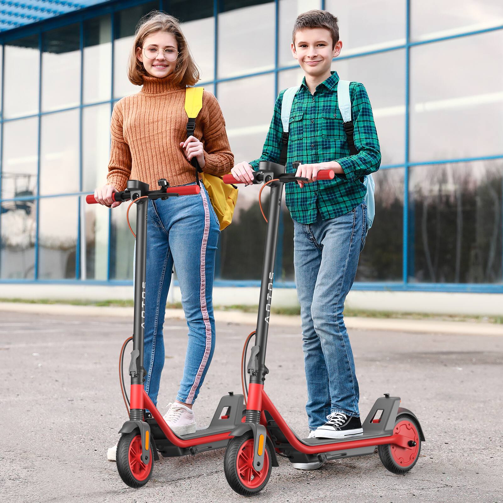 Alt View 8. Aotos - A1A Electric Scooter for Adults - 12.5 Max Miles Range - 15.5 MPH Max Speed - Smart APP Control - Red.