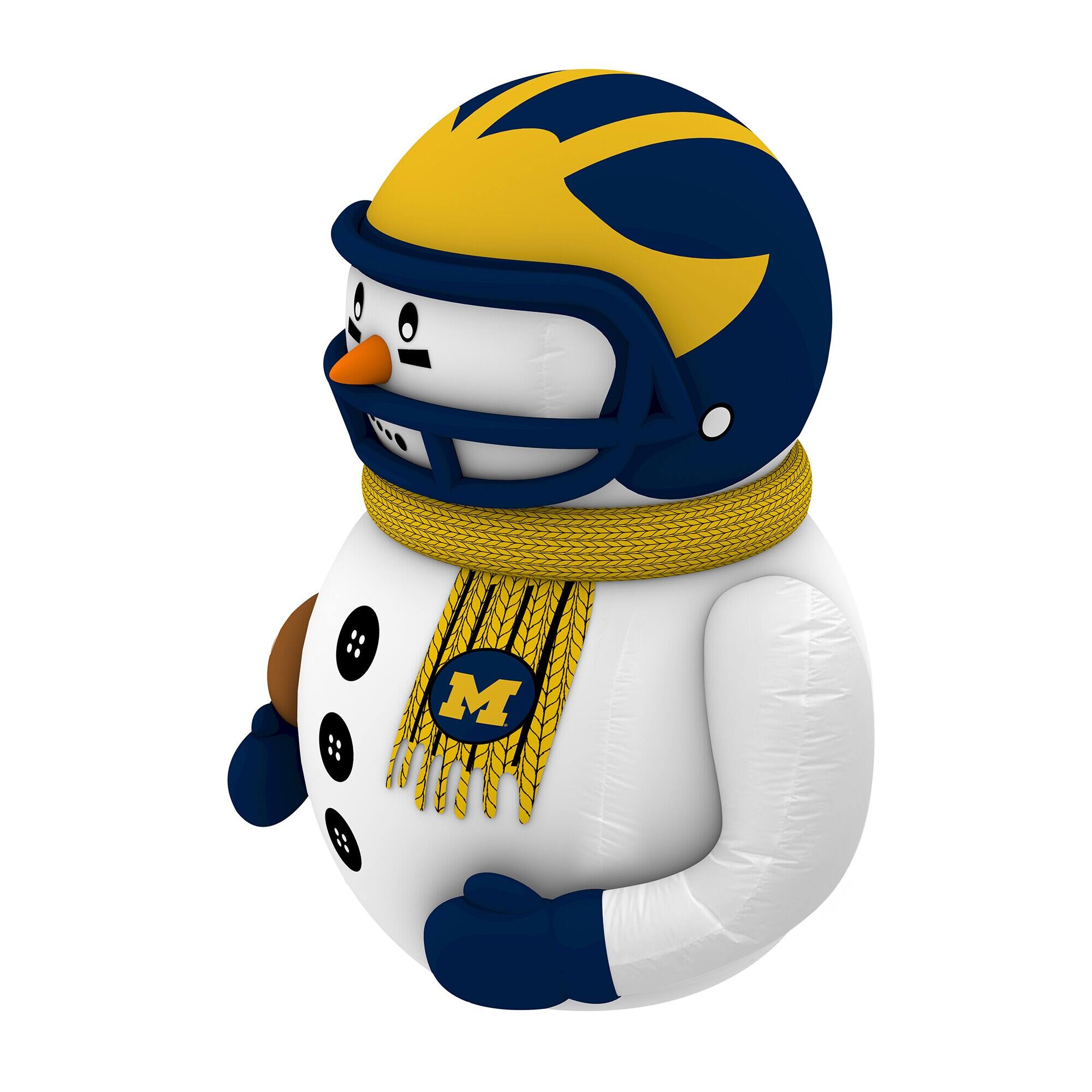 Alt View 1. Sporticulture - Michigan Wolverines 7' Inflatable Snowman Player - Blue.