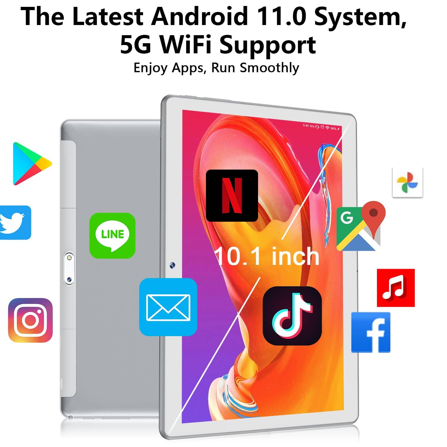 The Latest Android 11.0 System, 5G WiFi Support Enjoy Apps, Run Smoothly - LINE, N, 10.1 inch, G, f