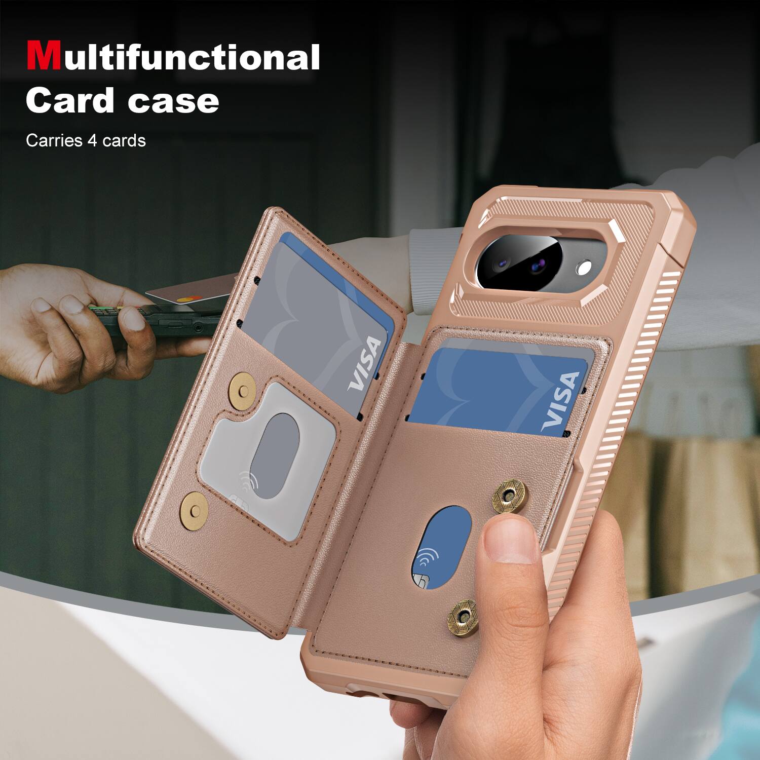 Multifunctional Card case  
Carries 4 cards