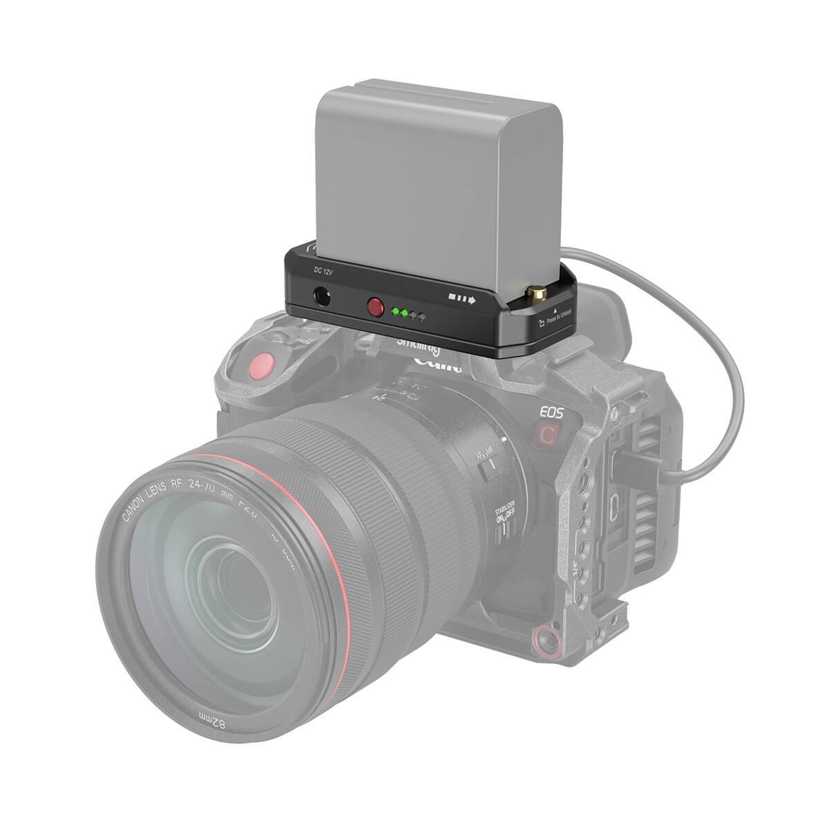 CC12V  
smalling MINU  
b Prete trUnted  
RF 24-100mm LENS CANON 650  
MIGO  
EOS  
ARVIVE STABLOGER ON/OFF  
82mm