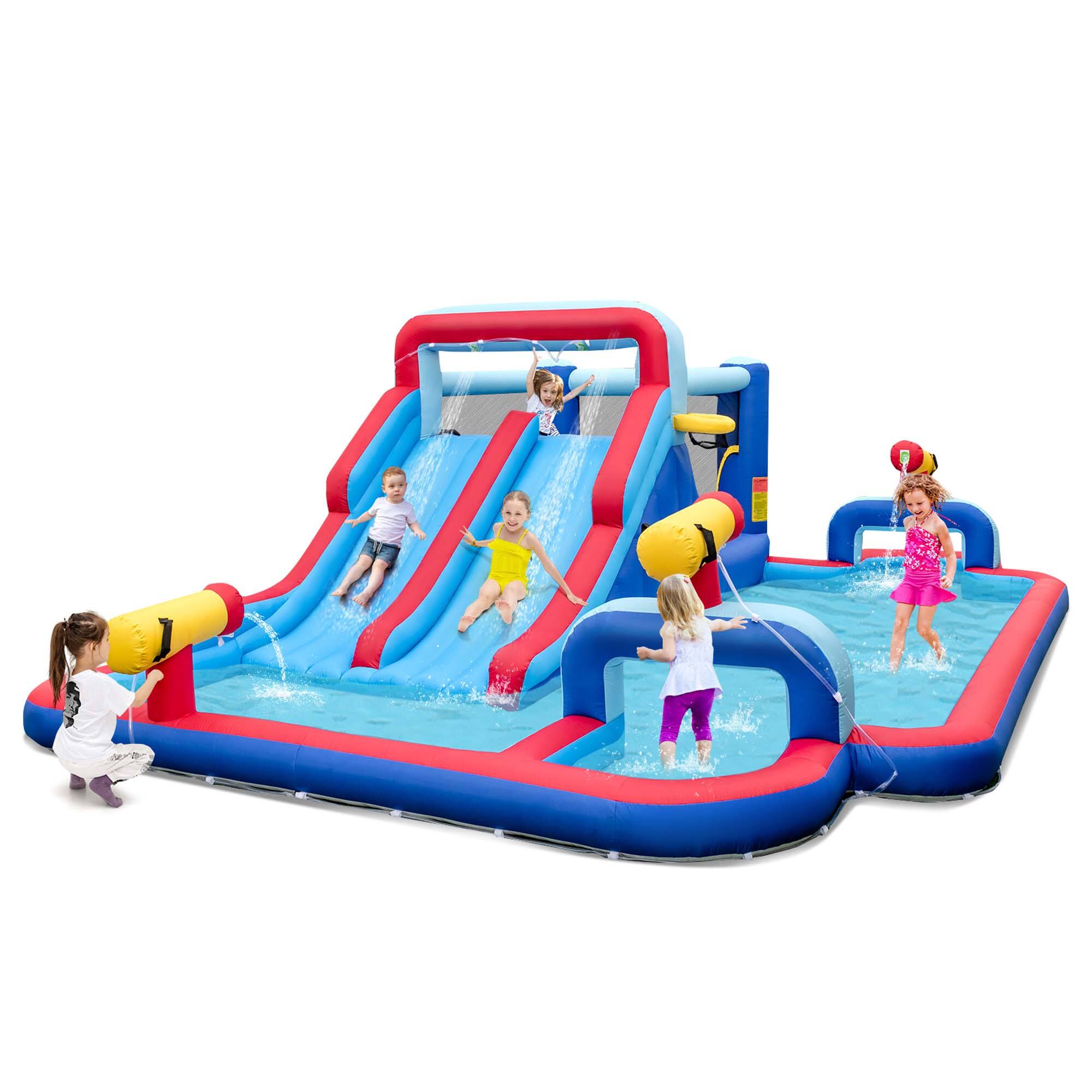 Costway - Inflatable Water Slide Park Kids Bounce House Splash Pool without Blower - Multicolor price history on PriceWatchPro