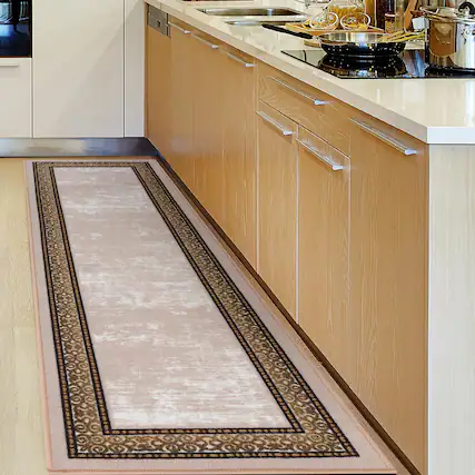 Front. Fabibe - 8X10 BORDERED GRAY Modern Indoor ANTEP ALFOMBRAS MODERN NON-SLIP (NON-SKID) LOW PILE RUBBER BACKING INDOOR AREA - Beige 2' x 7' (Runner).