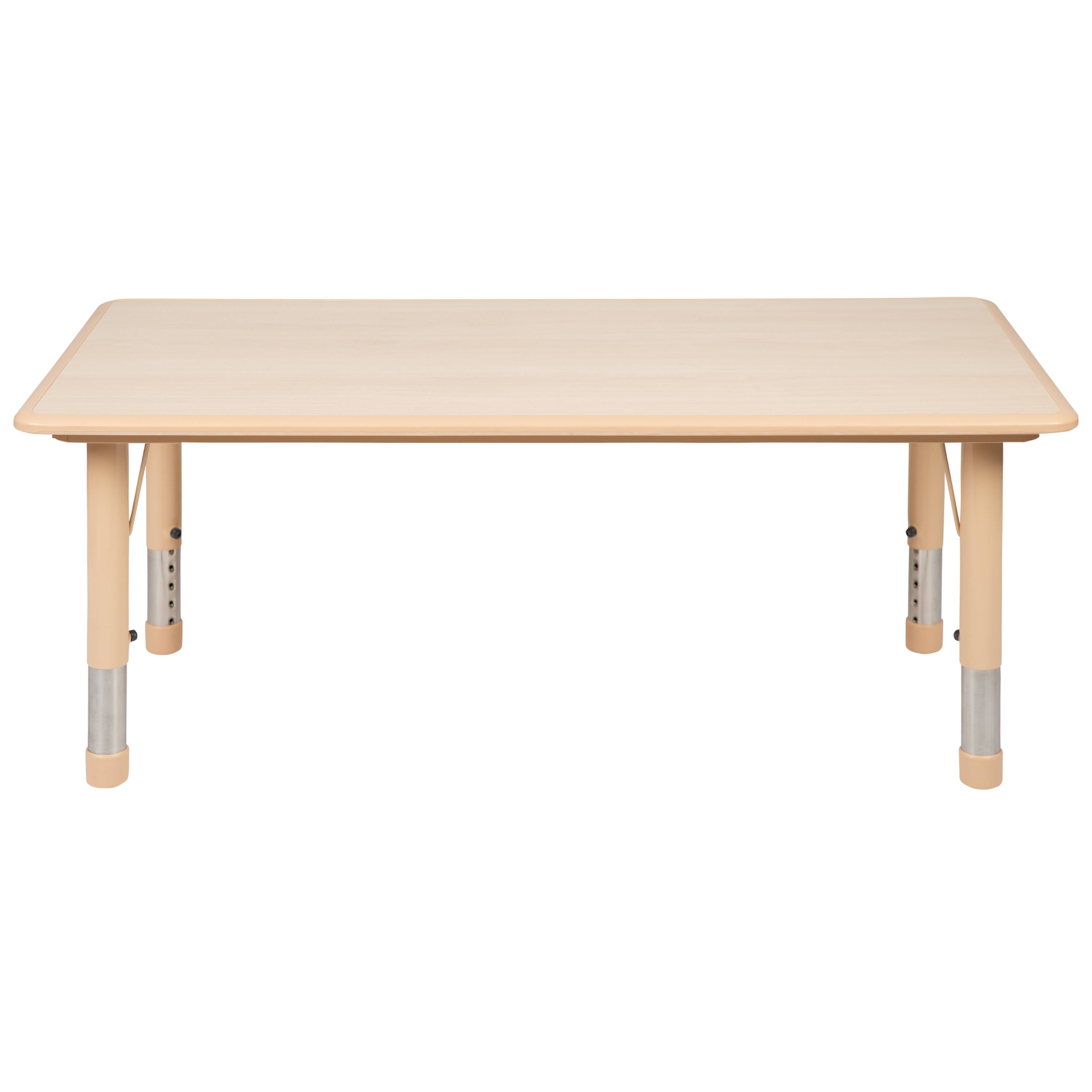 Alt View 7. Emma + Oliver - 23.625"W x 47.25"L Rectangular Plastic Height Adjustable Activity Table - Natural.