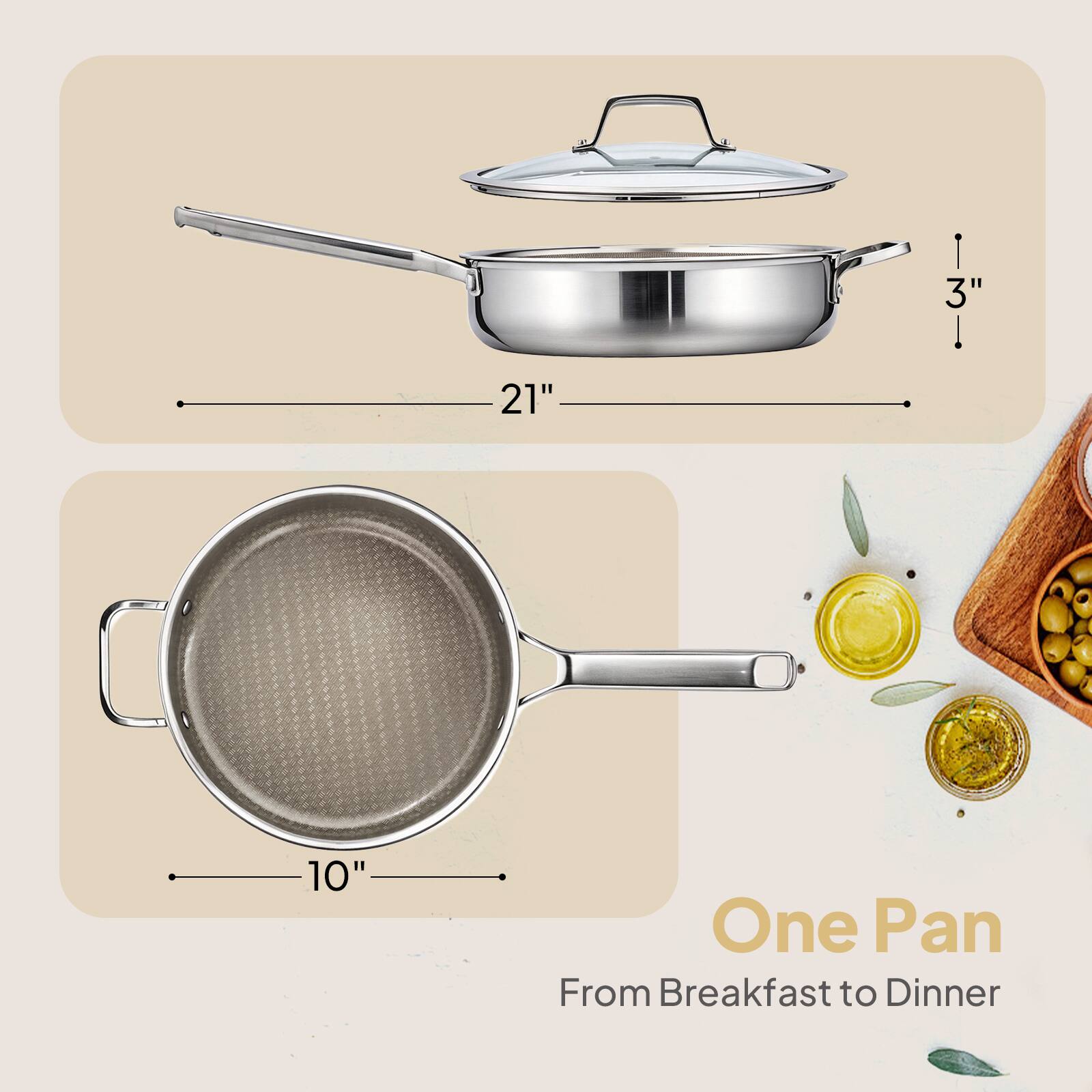21"  
10"  
One Pan From Breakfast to Dinner