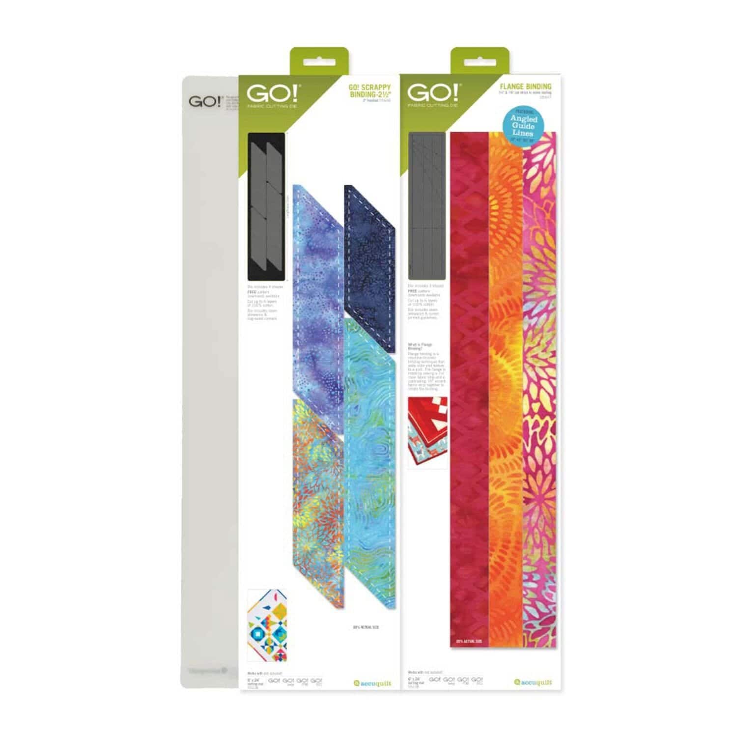 AccuQuilt - GO! Wrap It Up Binding Die Bundle with FREE Cutting Mat – Scrappy & Flange Binding Dies - Multicolor