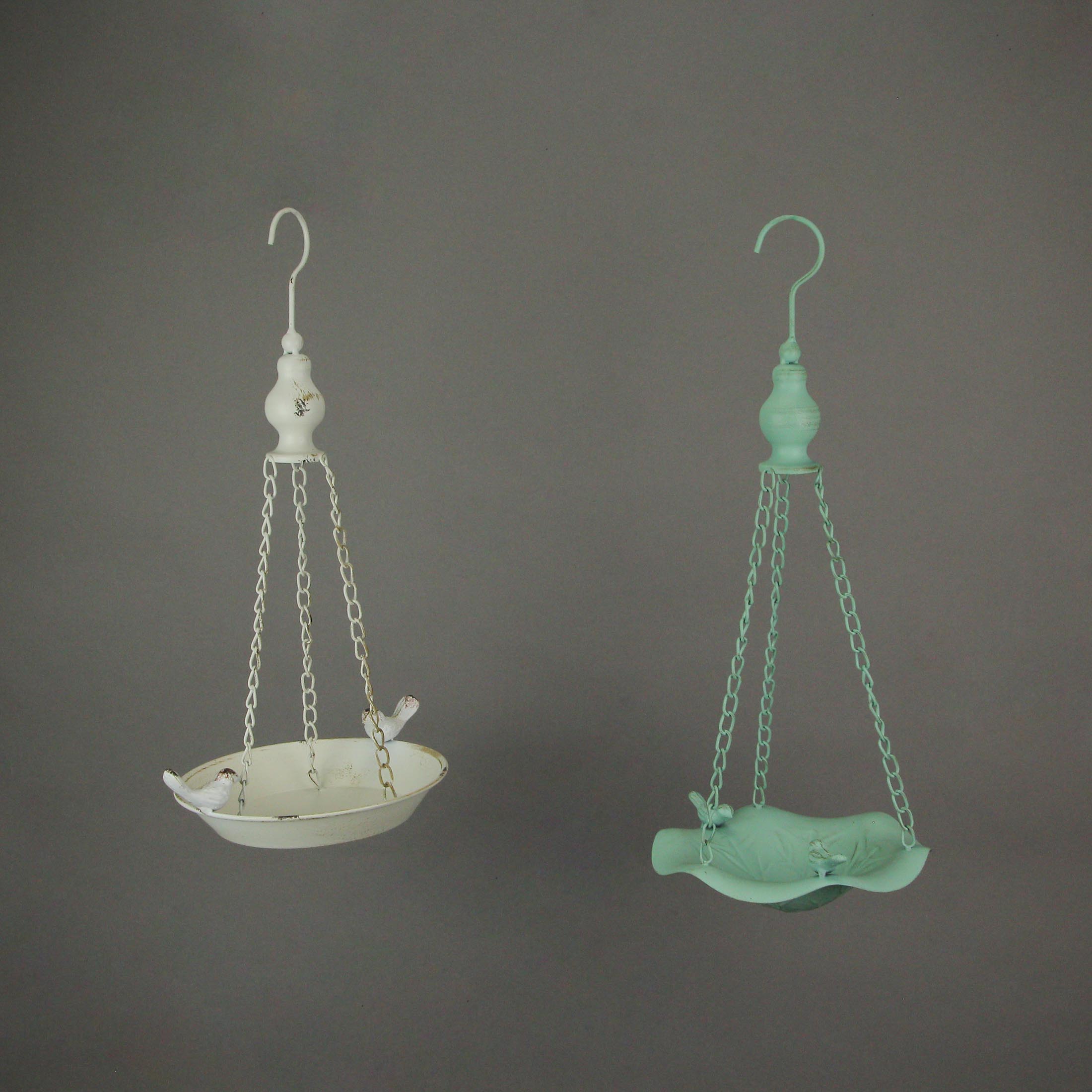 Alt View 1. Transpac - White and Green Metal Hanging Bird Feeder Outdoor Decorative Seed Tray Garden Decor - Multicolored.