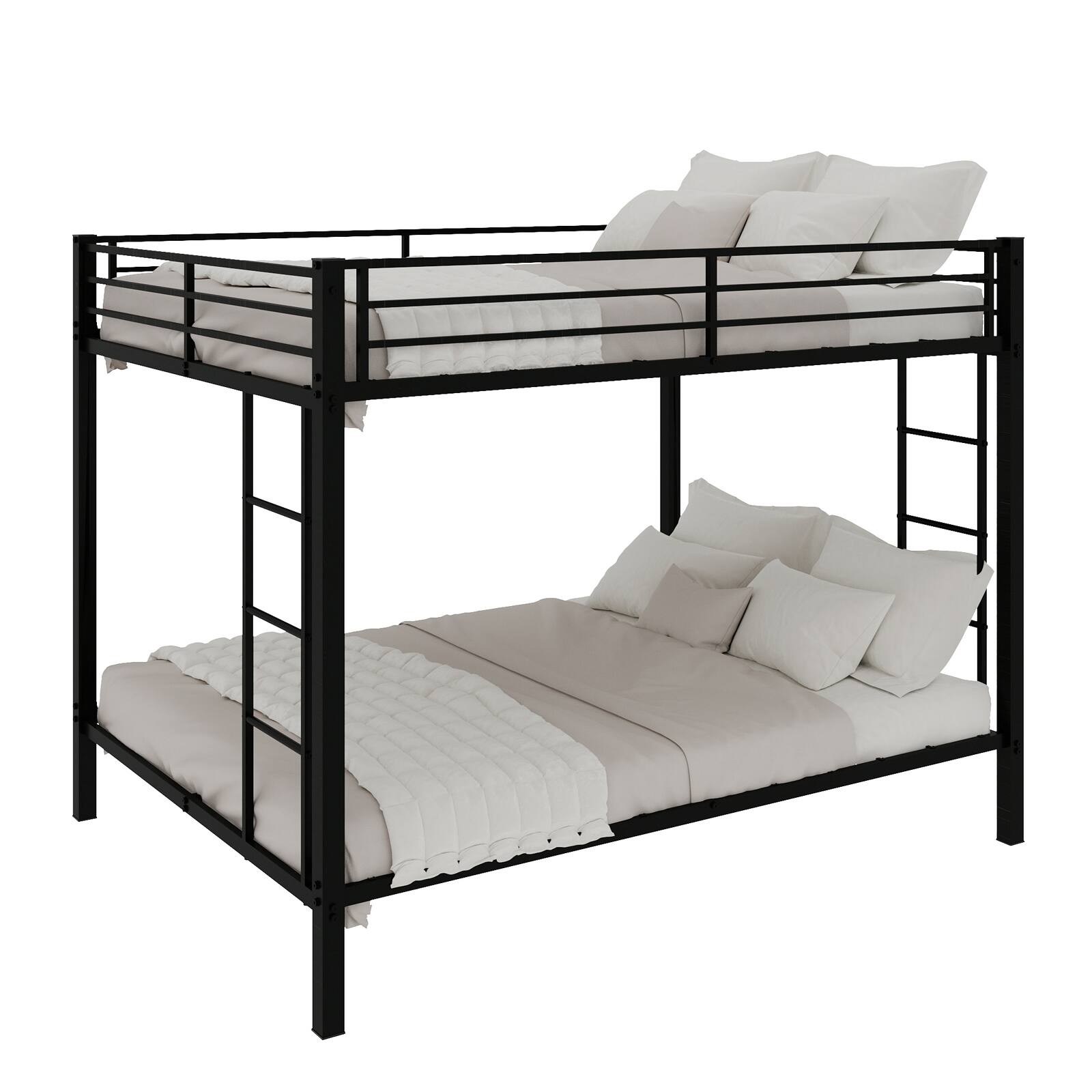 Alt View 7. Loheer - Loheer Heavy Duty Queen Size Metal Bunk Bed Black Iron Square Tube Frame Space Saving - Black.