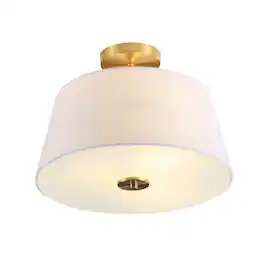 Jonathan Y - Isabella 15" 3-Light Modern Contemporary Metal Tapered Drum LED Semi Flush Mount - Brass Gold