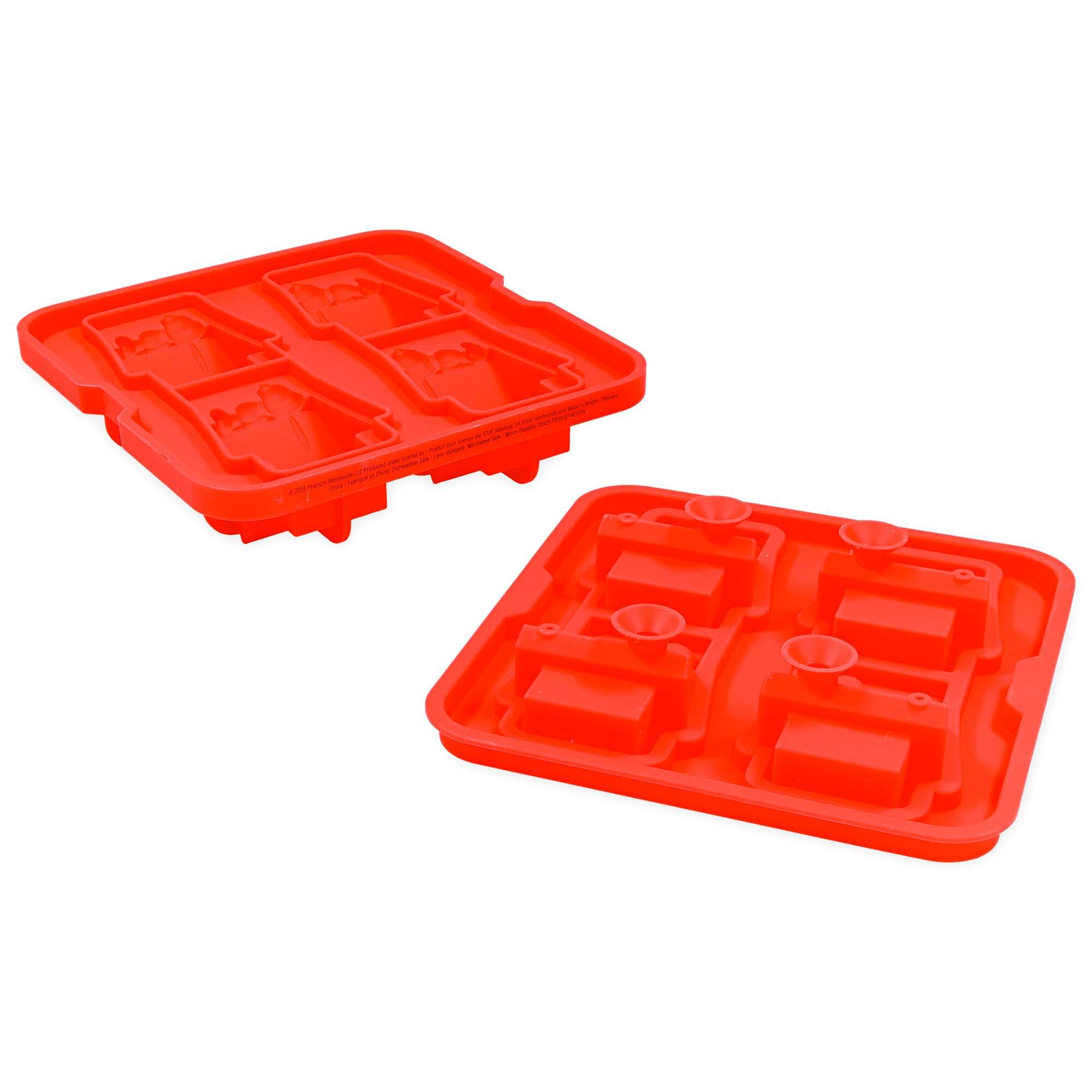Alt View 2. ICUP - Peanuts Snoopy Doghouse Molded Silicone Ice Cube Tray | Makes 4 - Red.