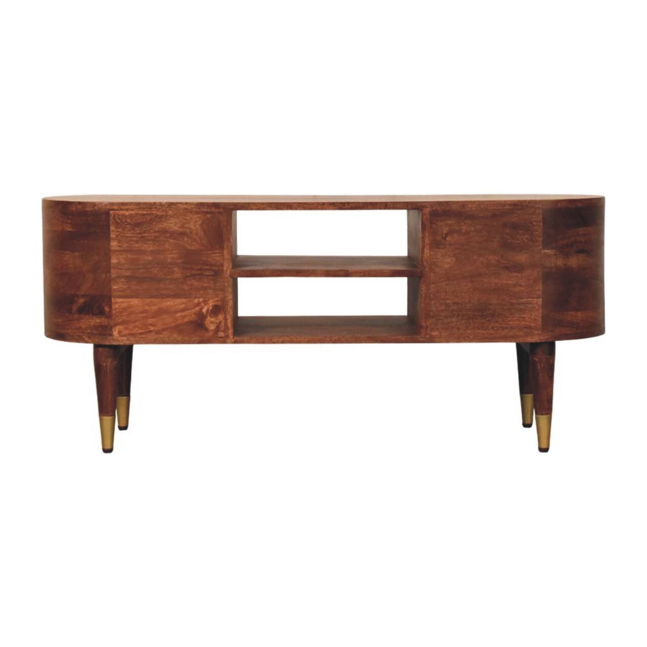 Back. Artisan Furniture - Artisan Furniture Solid Wood Jetson Curve Media Unit - Brown.