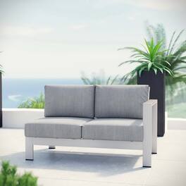 Shore Right-Arm Corner Sectional Outdoor Patio Aluminum Loveseat by Modway - Silver Gray