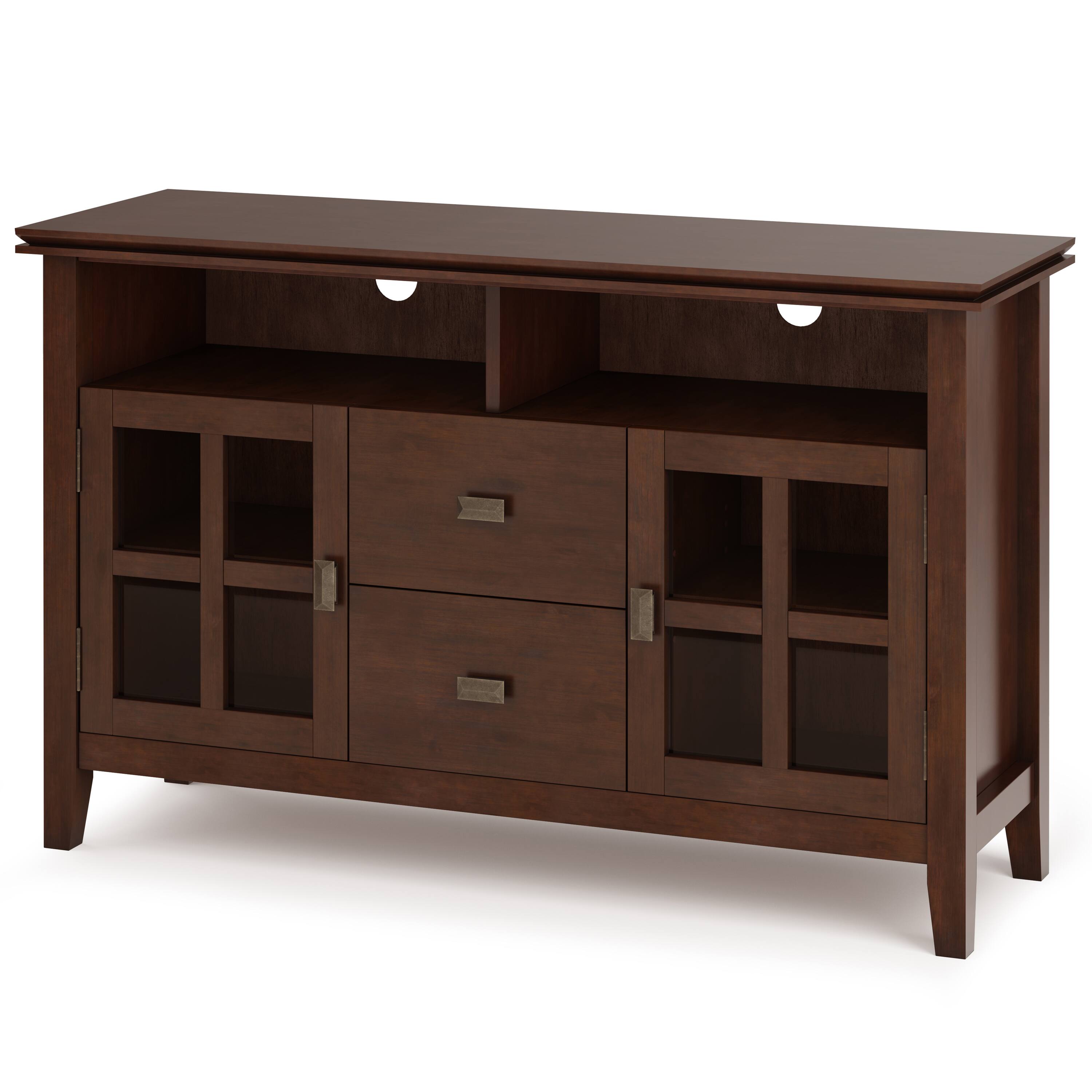 Angle. Simpli Home - Artisan solid wood 48 inch Wide Contemporary TV Media Stand For TVs up to 55 inches - Russet Brown.