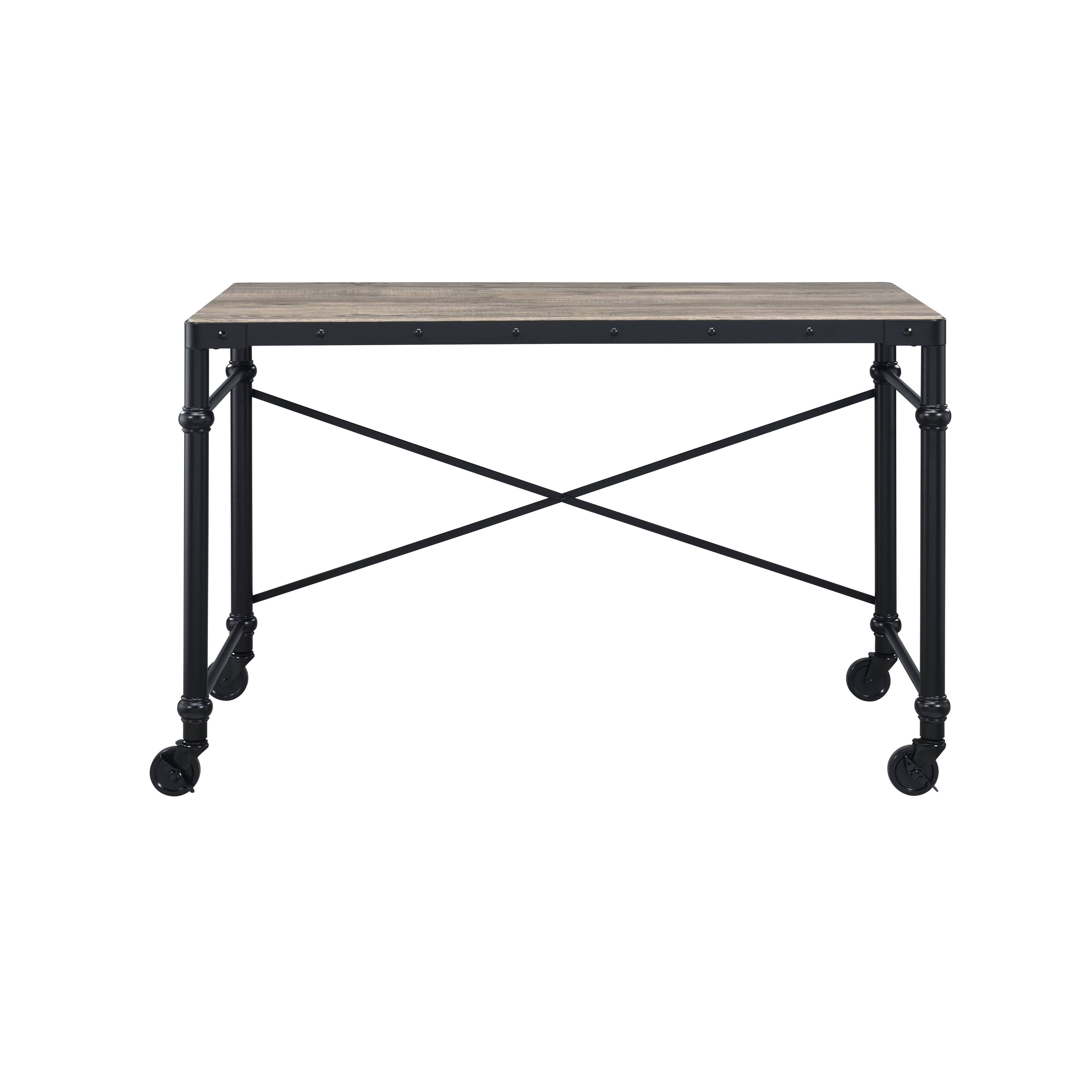 Alt View 1. TinyHomie - Oklarth Rustic Oak and Black Finish Writing Desk - Black and Oak.