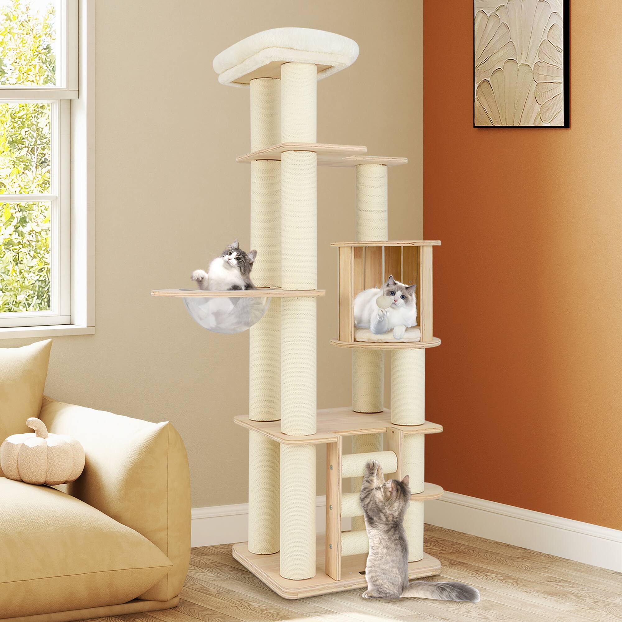 Alt View 1. Gymax - Gymax 71'' Tall Cat Tree w/Cozy Perch Condo Space Capsule 4.6'' Scratching Posts.