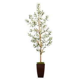 BreeBe - 5.5' Olive Artificial Tree in Bronze Metal Planter - Green