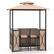 Angle. Costway - 3 PCS Patio Bar Set with Tempered Glass Bar Table Metal Storage Shelves for Garden - Brown.
