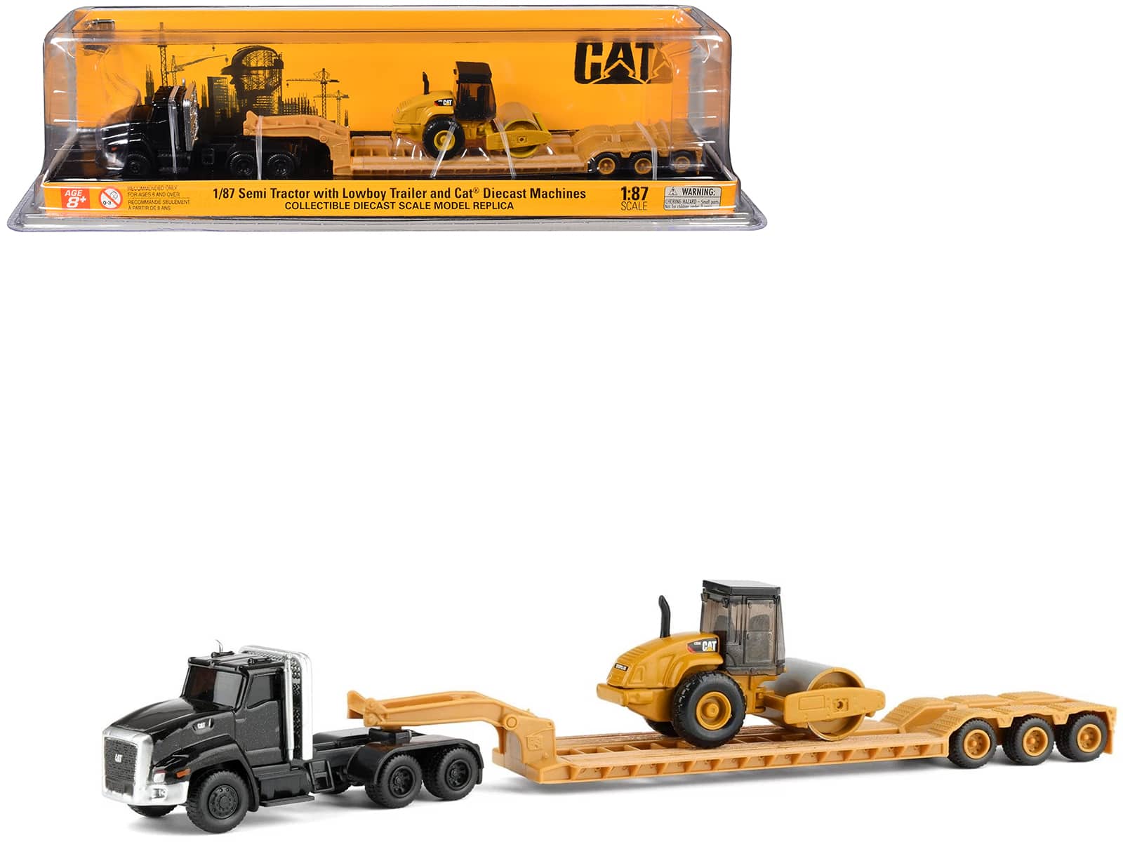 Kenworth T880 Tractor Black with Lowboy Trailer and CAT Roller Yellow 1/87 (HO) Scale Diecast Model by Diecast Masters price history on PriceWatchPro
