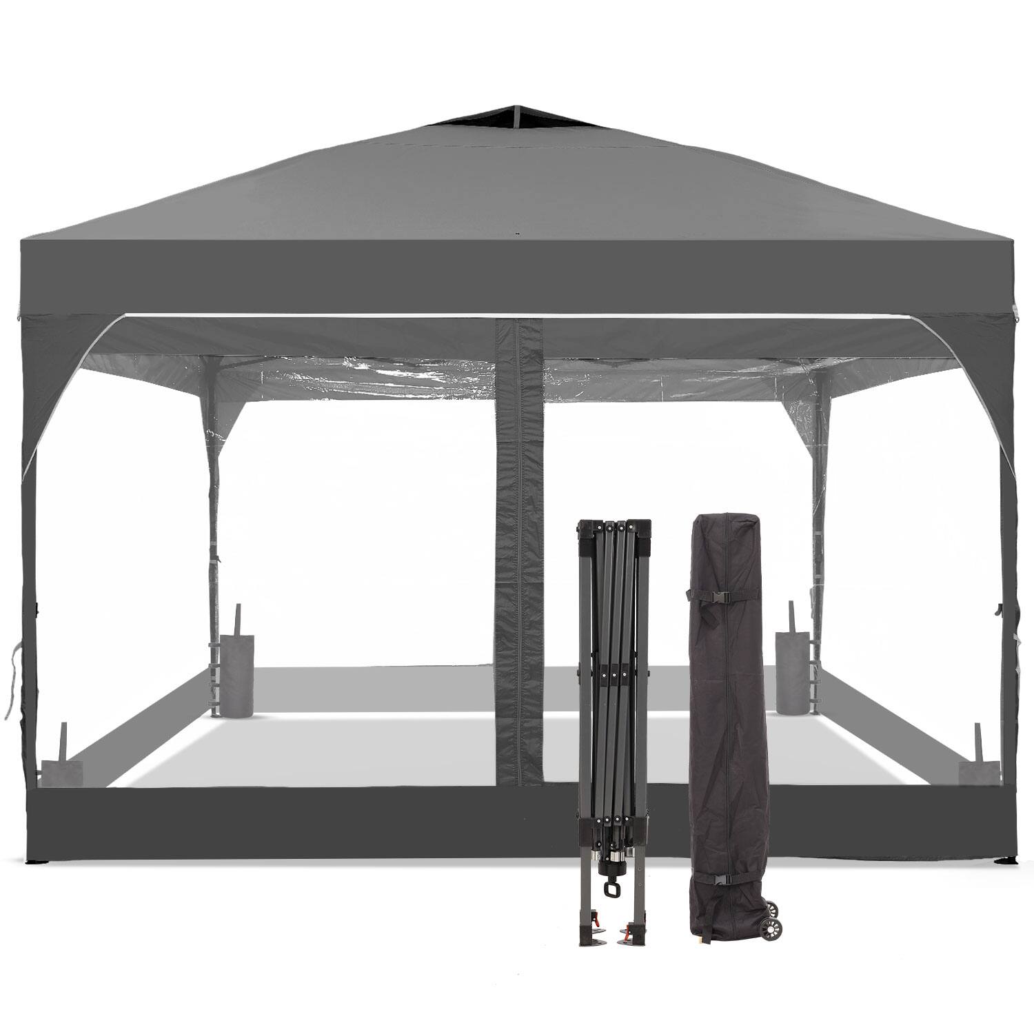 Alt View 2. Ainfox - Ainfox 12x12 Pop Up Canopy Tent,Outdoor Gazebo with Carrying Bag,Easy Up Canopy for Events,Parties,Camping - Gray.