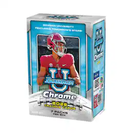 Topps - Bowman Chrome University Football 2022 Value Box | 7 Packs Per Box - Red