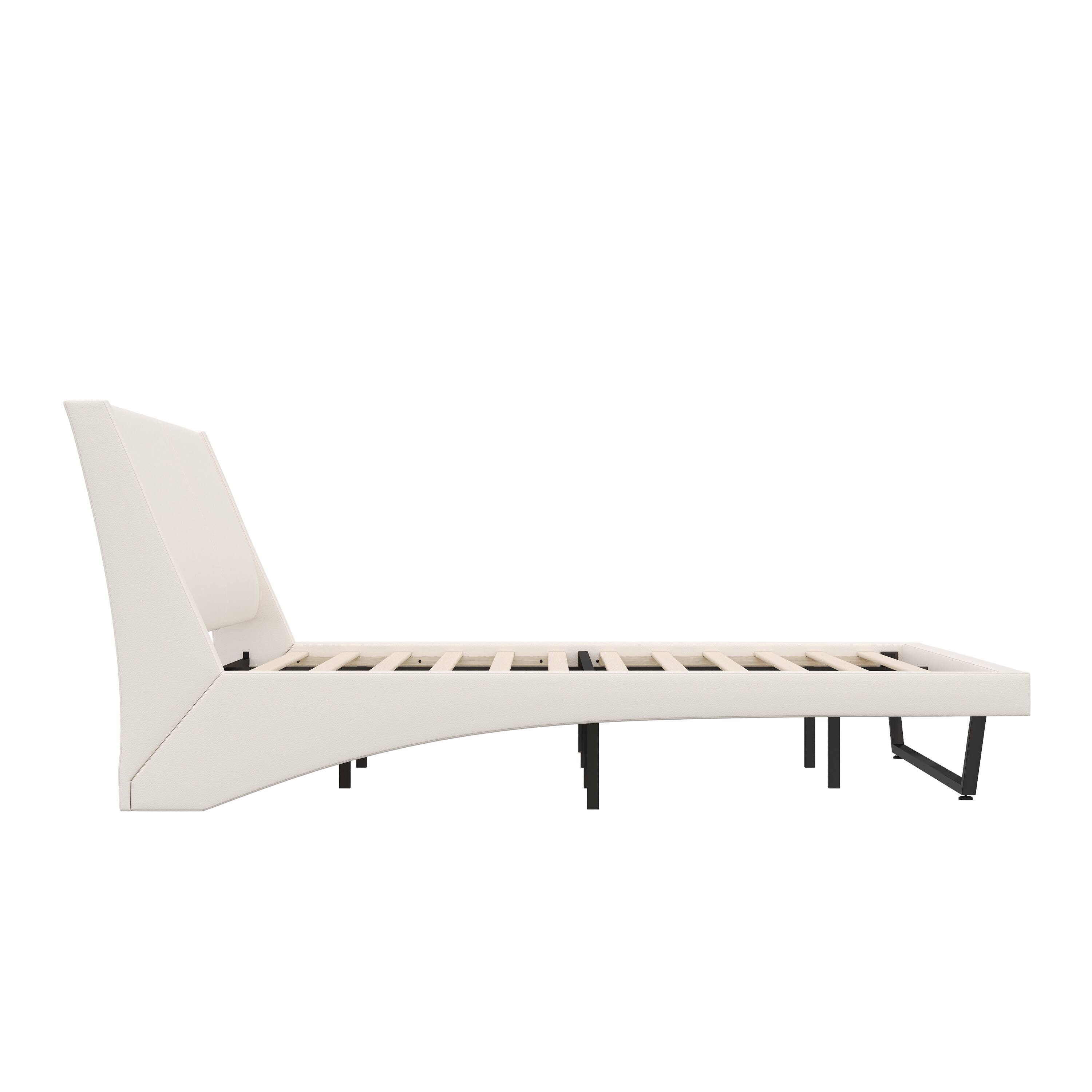 Alt View 1. Whisen - King Size Upholstered Platform Bed Frame with Trapezoidal-Shaped Leg for Bedroom - White.
