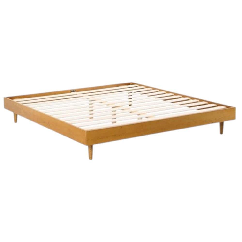 Hivvago - King size Mid-Century Modern Platform Bed Frame in Light Wood Finish - Brown