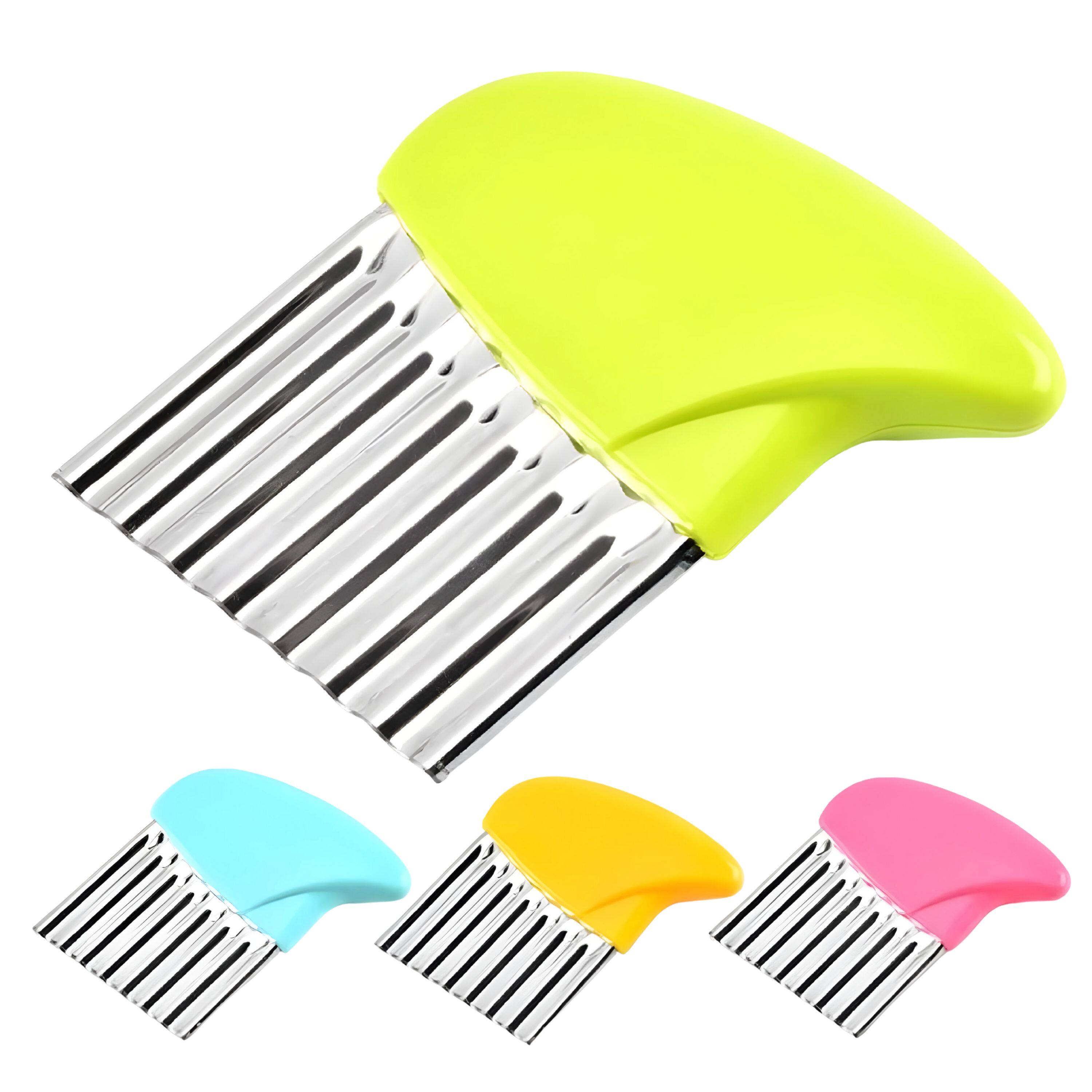 Kitcheniva - Stainless Steel Wavy Slicer Crinkle Cutter Set 4 Pcs - Multicolor