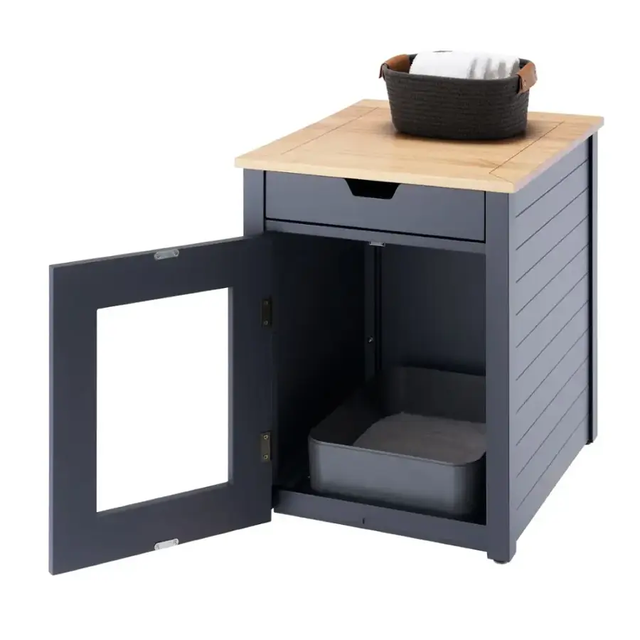 Alt View 18. TRINITY - 20" Dark Gray Litter Box Enclosure End Table w/ Drawer - Dark Gray.
