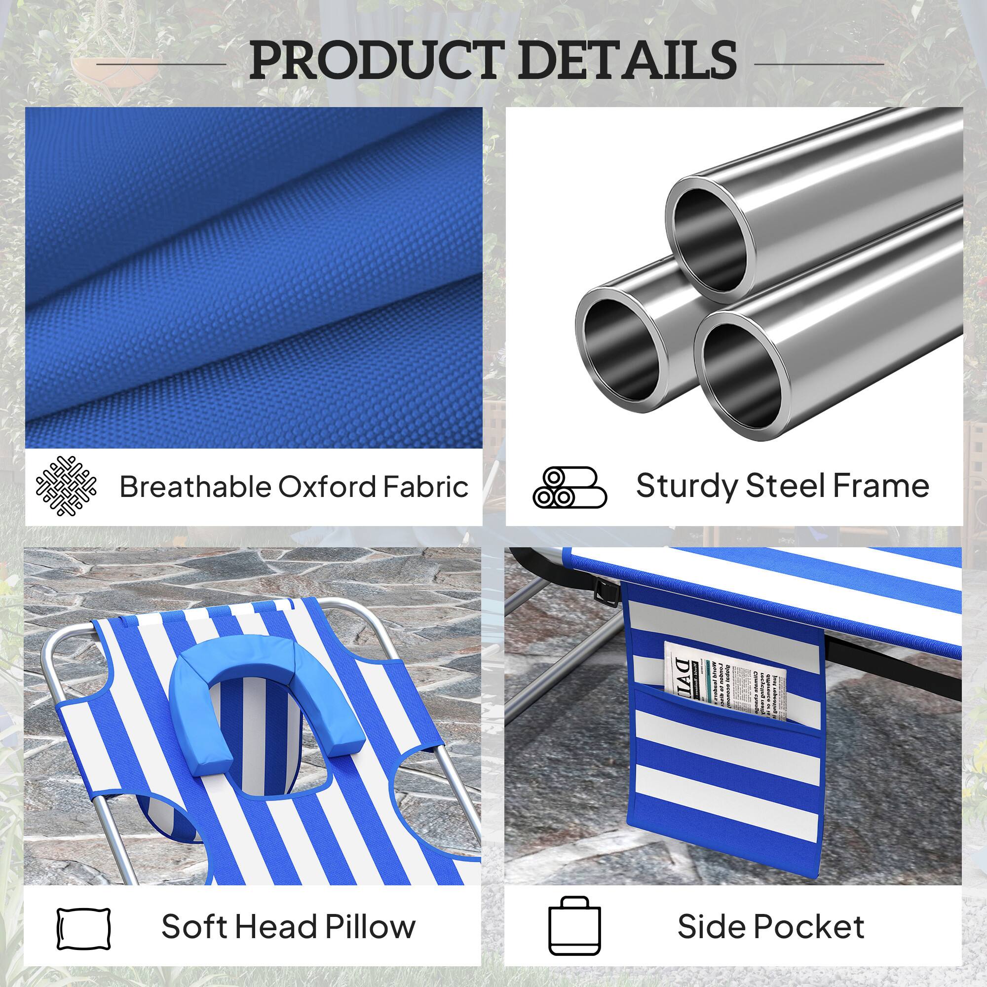 PRODUCT DETAILS

- Breathable Oxford Fabric
- Sturdy Steel Frame
- Soft Head Pillow
- Side Pocket