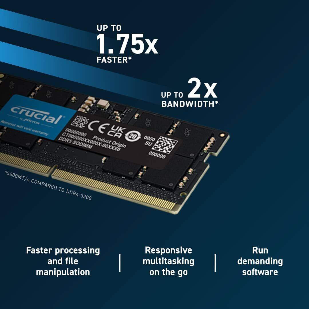 Crucial 32GB 262 Pin DDR5 SO DIMM DDR5 5600 Laptop Memory Model