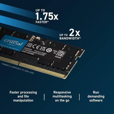 Crucial 32GB 262 Pin DDR5 SO DIMM DDR5 5600 Laptop Memory Model Crucial 32GB 262 Pin DDR5 SO DIMM DDR5 5600 Laptop Memory Model