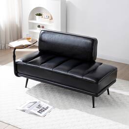 GOODSILO - Modern Upholstered Bench with Swivel Tray and Side Table for Bedroom and Living Room - Black