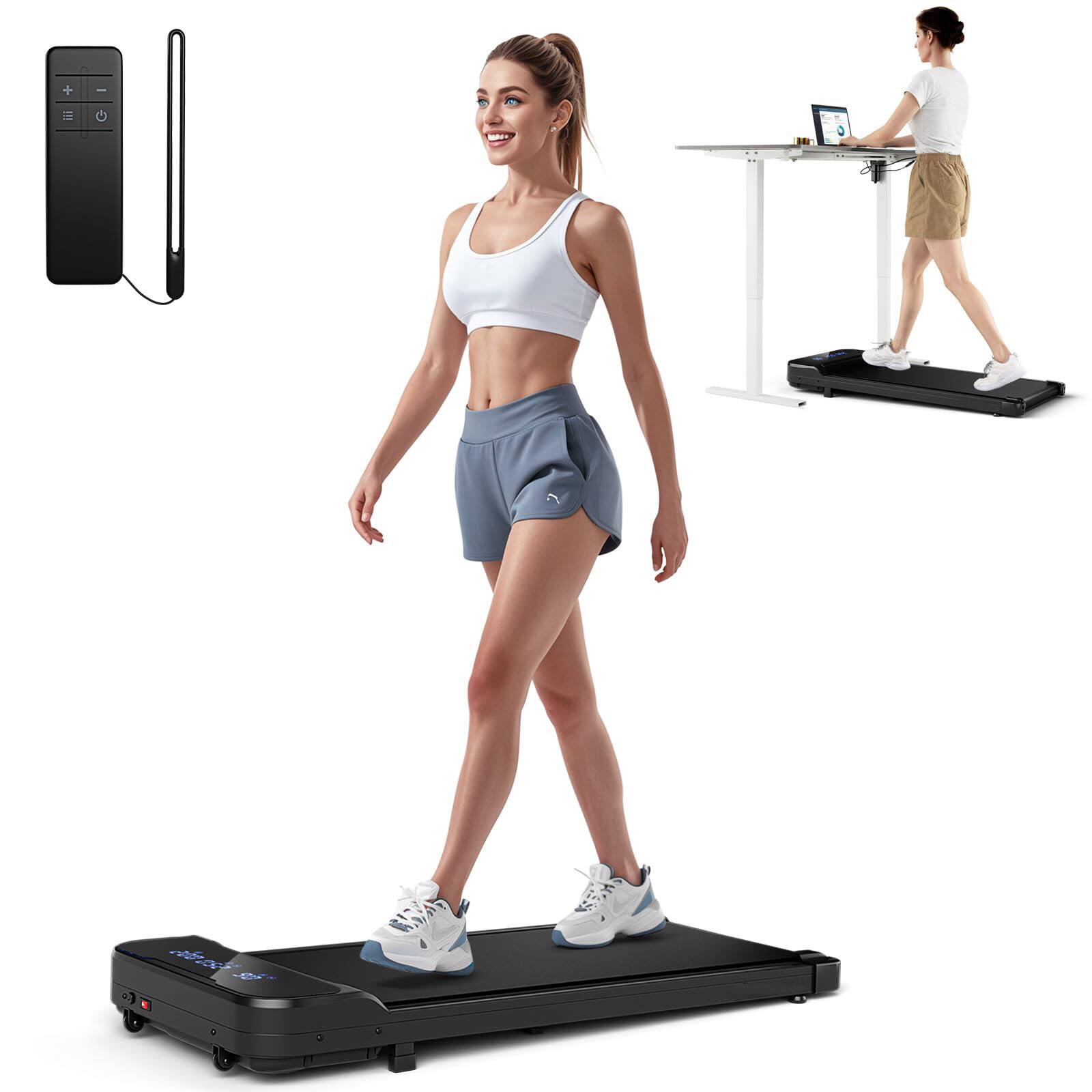 Ecooso - 2.5HP Under Desk Treadmill with Remote Control and 3 Countdown Modes - Black