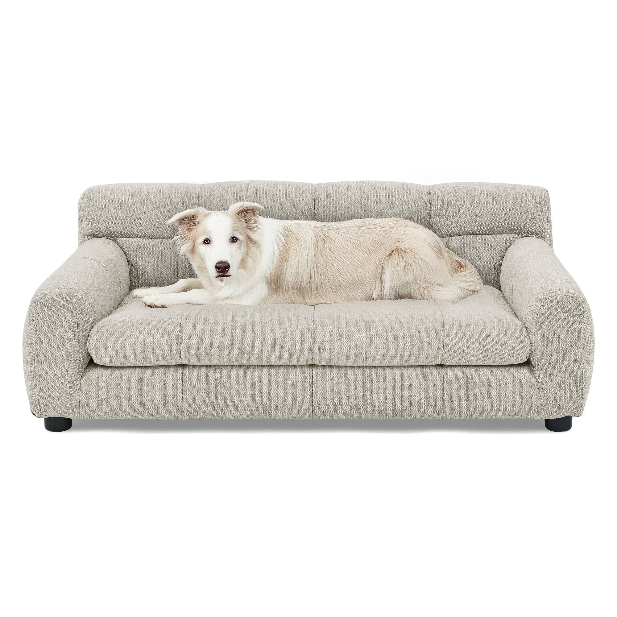 Alt View 1. Runesay - Beige Rectangular Medium-Sized Soft Dogs Pet Sofa with Backrest and Armrests Suitable for Modern Home - Beige.