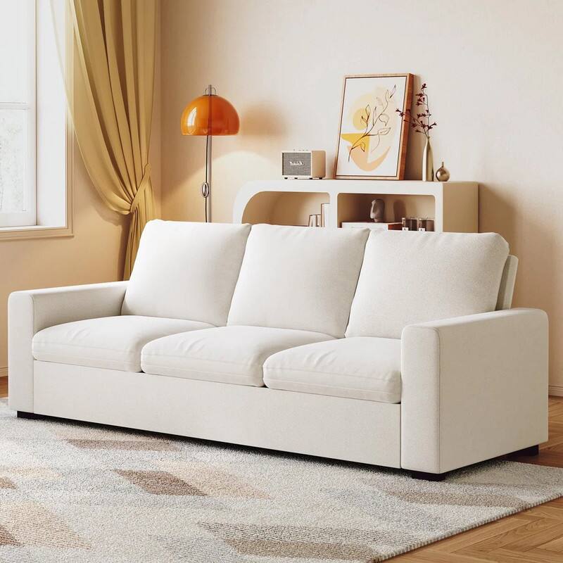 Front. Dyonery - Dyonery 88.97" Modern Couches for Living Room, Deep Seat Sleeper Sofa with 8"Cushion - Beige.