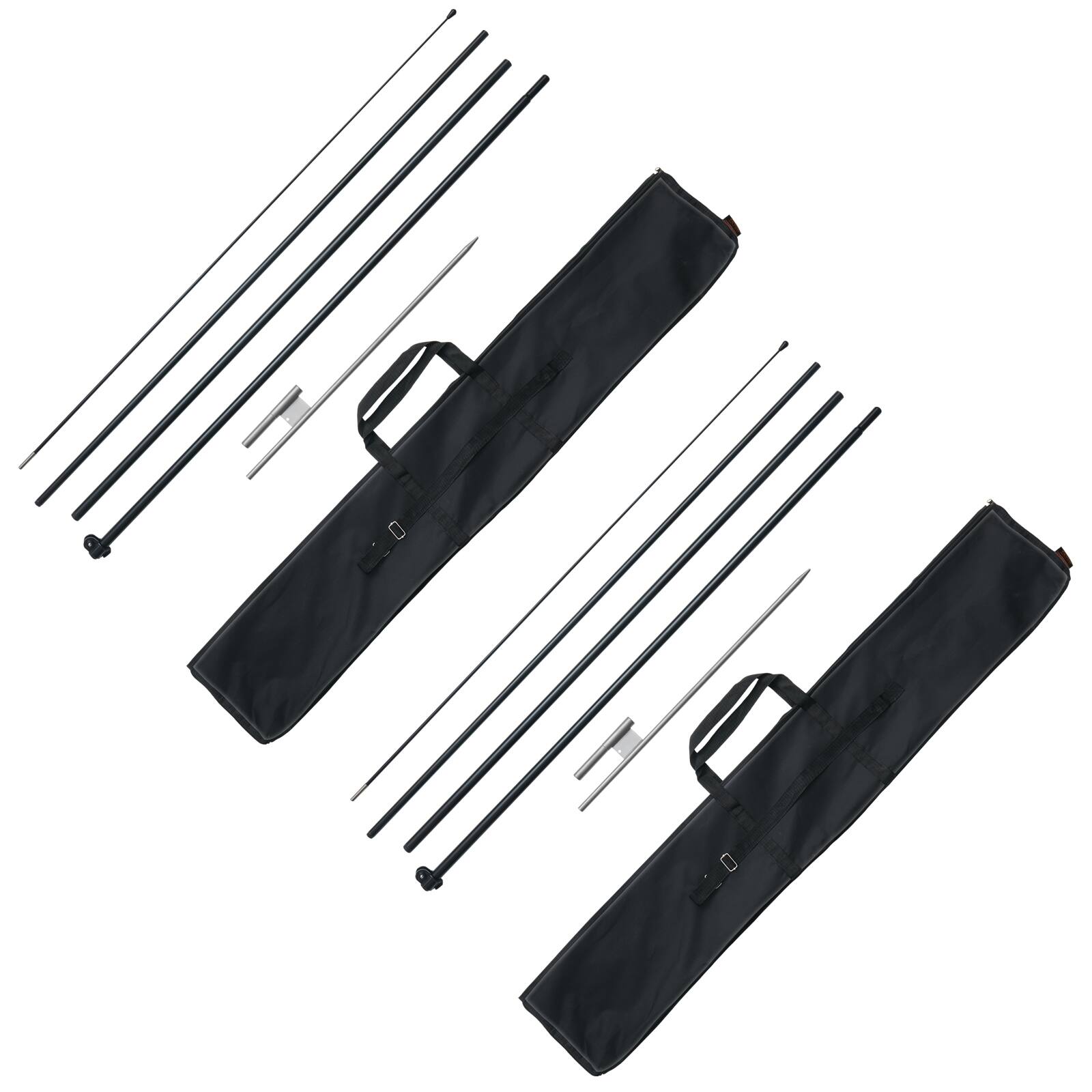 Alt View 5. VEVOR - Feather Flag Pole Kit, 2 Packs Swooper Flag Pole 16.3 ft, Sign Flag Poles for Business Advertising Flags Outdoor - Black, gray and silver.