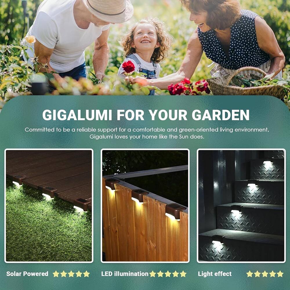 GIGALUMI FOR YOUR GARDEN

Committed to be a reliable support for a comfortable and green-oriented living environment, Gigalumi loves your home like the Sun does.

- Solar Powered ★★★★★
- LED illumination ★★★★★
- Light effect ★★★★★