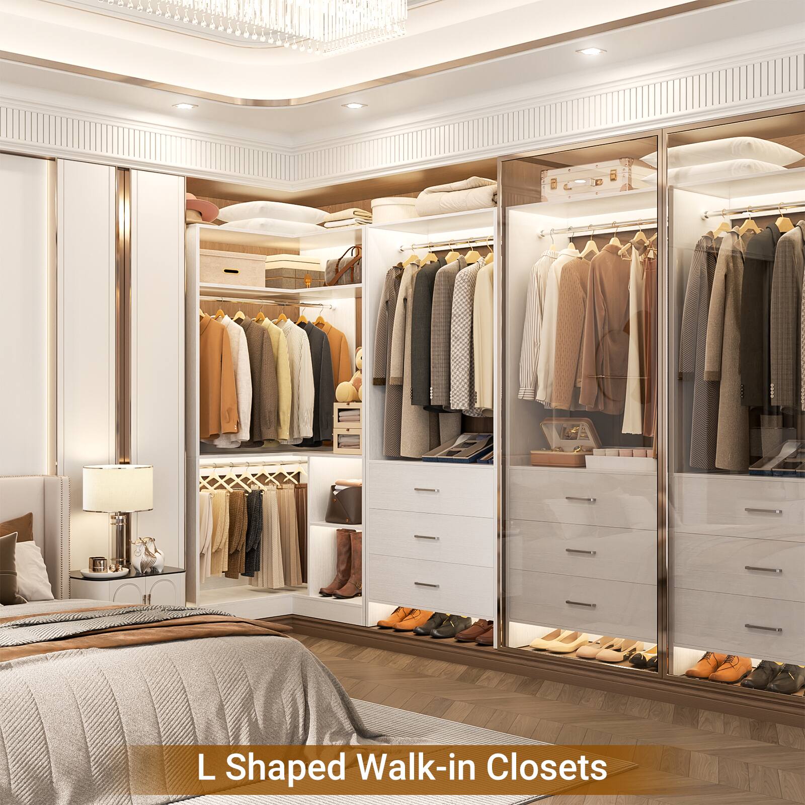 L Shaped Walk-in Closets