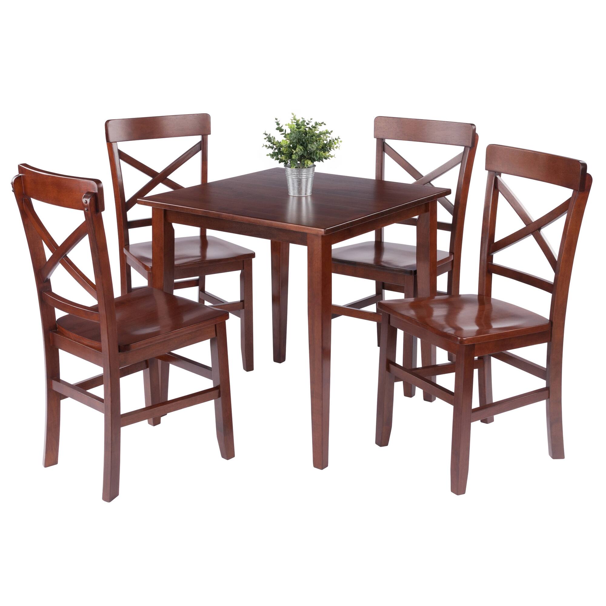 Alt View 1. Winsome Wood - Groveland 5-Pc Set Dining Table with X-Back Chairs - Walnut.