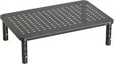 Front. HUANUO - Height Adjustable Monitor Stand Riser,Ergonomic Desk Organizer with Airflow Vents,Fits 15.6" Laptop,PC and Printer - Black.