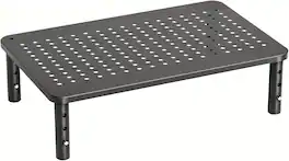 HUANUO - Height Adjustable Monitor Stand Riser,Ergonomic Desk Organizer with Airflow Vents,Fits 15.6" Laptop,PC and Printer - Black