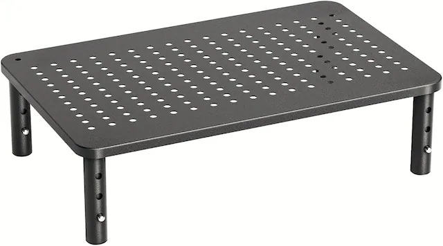 Front. HUANUO - Height Adjustable Monitor Stand Riser,Ergonomic Desk Organizer with Airflow Vents,Fits 15.6" Laptop,PC and Printer - Black.