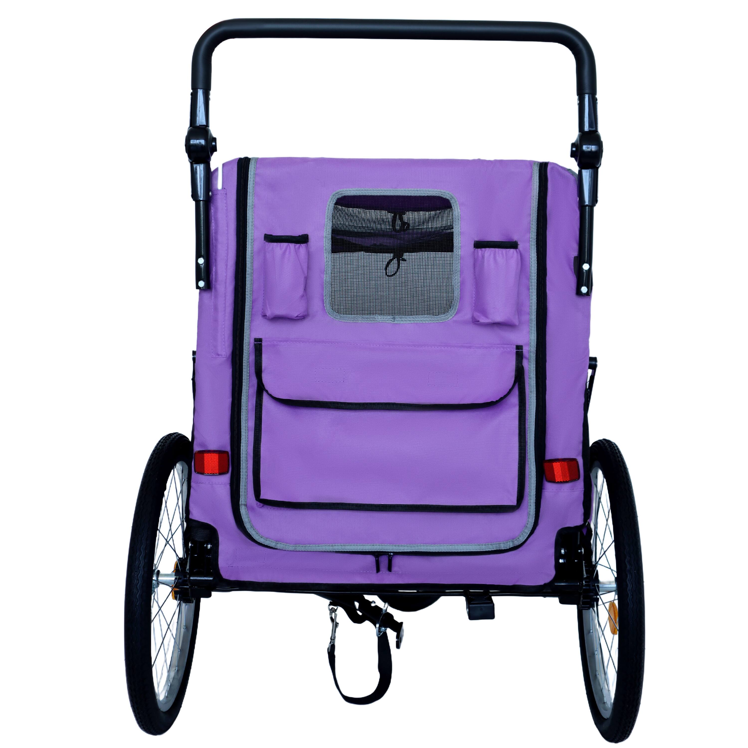 Alt View 9. Siljoy - 2‑in‑1 Bike Trailer & Push Cart for Pets, 100 lb Capacity with Detachable Hitch, Swivel Wheel & Storage Pockets.